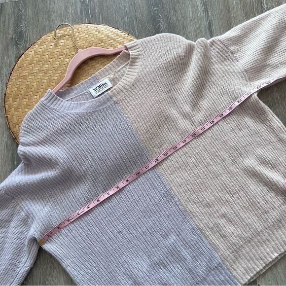 Revolve‎ 27 miles Malibu Arlo Sweater in Rosewater & Periwinkle 100% cashmere M - Picture 6 of 8